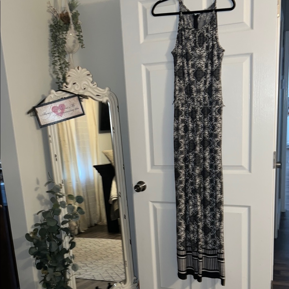 Tacera Black and White Geometric Jumpsuit Sleeveless Design